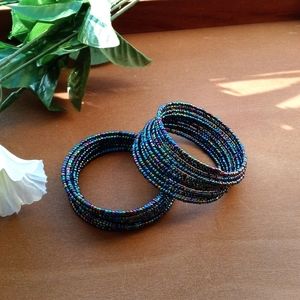 2PC Beautiful Kenyan Beaded Coil Bracelet Set